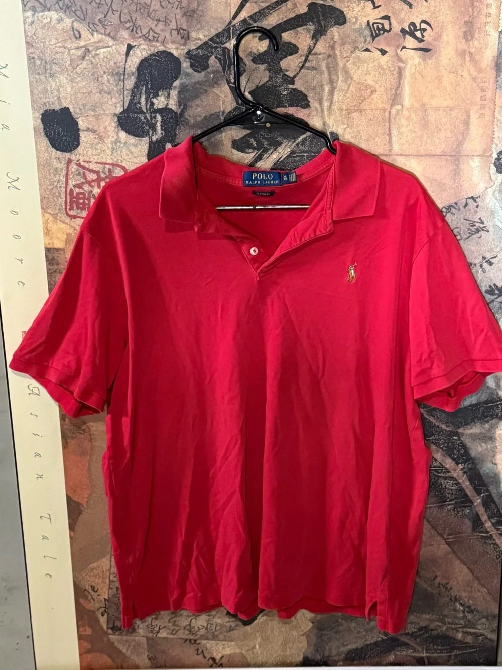 Ralph Lauren Bright Red Polo with Gold Pony Embroidery